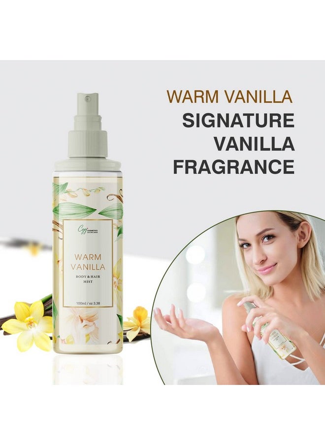 Warm Vanilla Body & Hair Mist, 100 Ml - Pack Of - 2 100% Vegan, Instantly Refreshes, No Alcohol, Paraben & Phthlate Free For Men &Woman