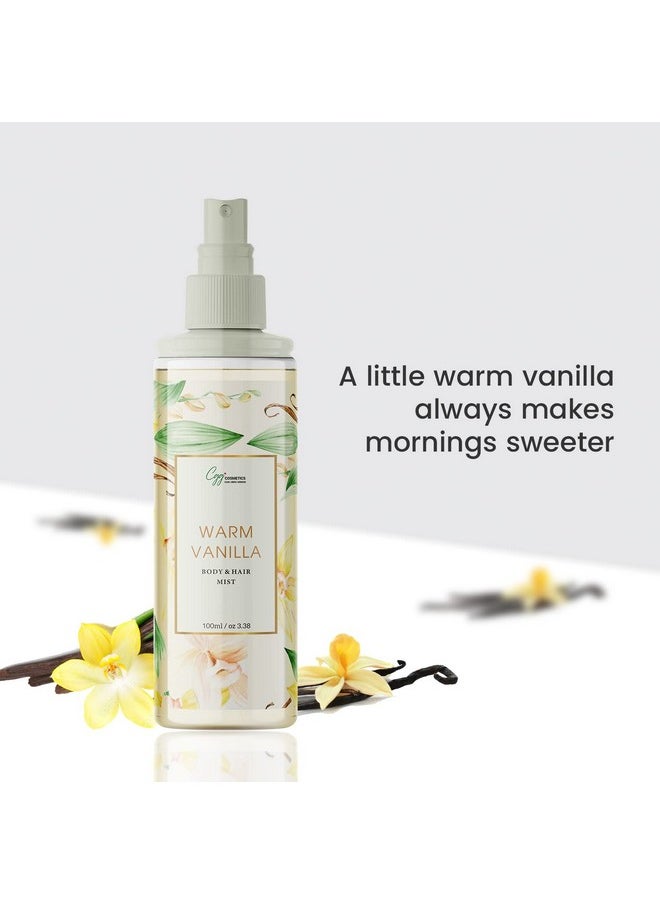 Warm Vanilla Body & Hair Mist, 100 Ml - Pack Of - 2 100% Vegan, Instantly Refreshes, No Alcohol, Paraben & Phthlate Free For Men &Woman