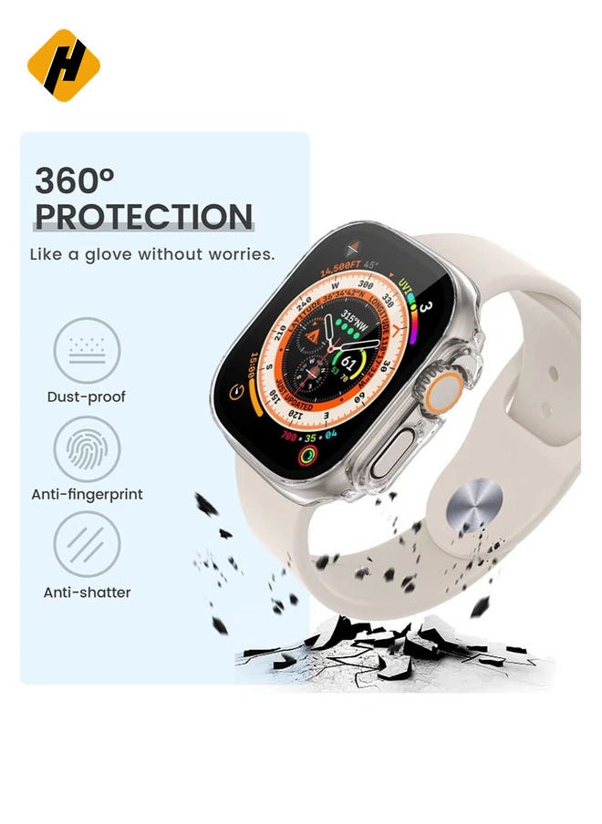 [2 Pack] for Apple Watch Ultra Case 49mm, Apple Watch Ultra 49mm Case with Tempered Glass Film & Hard PC & All-Aroud Shockproof Protective & Ultra-Thin Bumper Cover