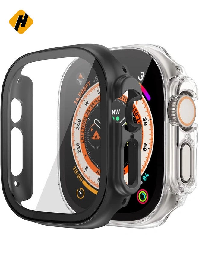 [2 Pack] for Apple Watch Ultra Case 49mm, Apple Watch Ultra 49mm Case with Tempered Glass Film & Hard PC & All-Aroud Shockproof Protective & Ultra-Thin Bumper Cover