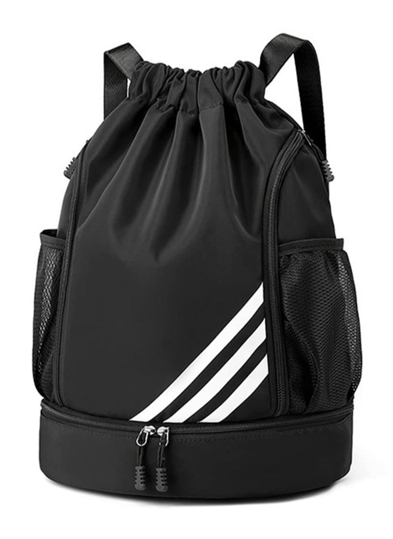 Sports Backpacks Large Capacity, Gym, Drawstring Lightweight and Waterproof, Making Your Trip More Convenient, Black