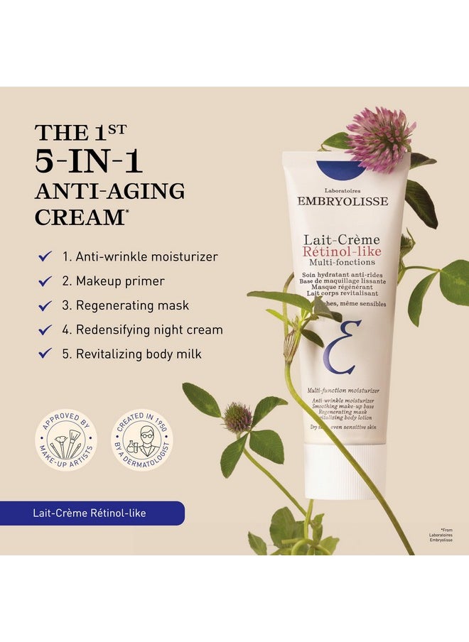 Lait-Crème Retinol Alternative Anti-Aging Face Moisturizer & Makeup Primer For Normal To Sensitive Skin. Reduces Fine Lines, Wrinkles & Puffiness, 2.54 Fl Oz