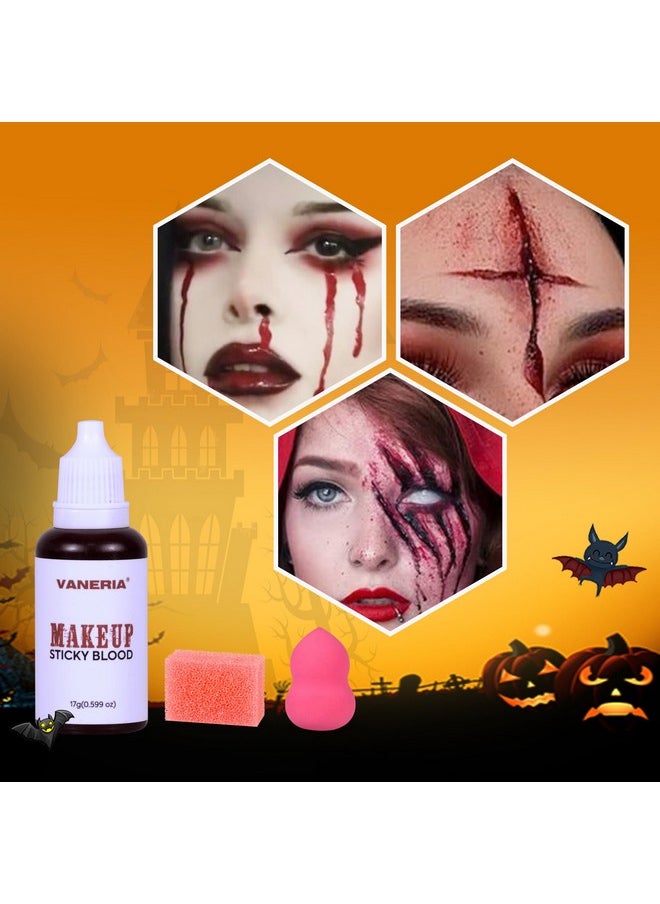 Sfx Makeup Kit,Halloween Makeup Kit Professional,Halloween Face Paint Kit,Fake Blood Capsules,Fale Blood,Painting Brushes,Stipple Sponge,Face Makeup Halloween Kit For Party,Cosplay