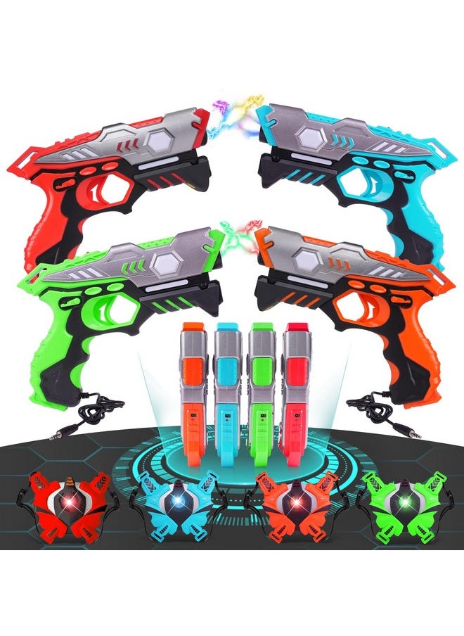 Rechargeable Laser Tag Gun - Real-Time Data Sync Infrared Laser Tag Sets Of 4 Gun 4 Vest, Lazer Tag Game For Adults, Laser Tag Gun Set Of 4 For Boys Girls Age 6-12 Years Old