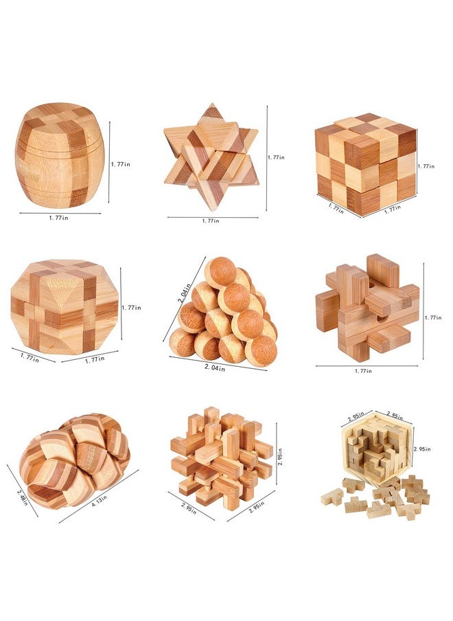 K Wooden Brain Teaser Puzzles Wooden Burr Puzzles Brain Teaser Puzzle With Gift Packing Box Magic Puzzle Games Toys For Kids And Adults By Ahyuan (Bamboo)