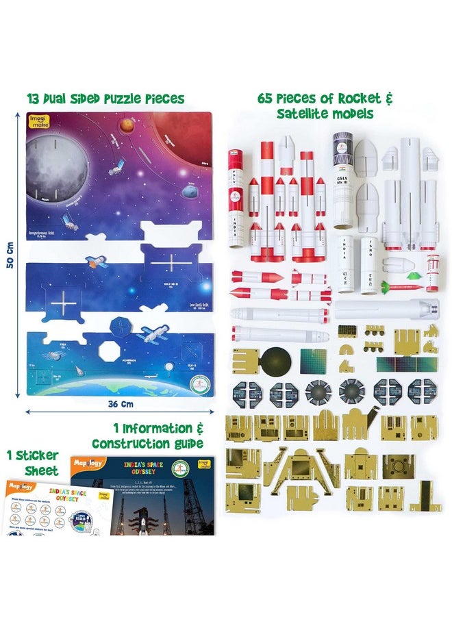 Mapology - Isro India'S Space Odyssey|Rocket & Satellite Model Making 1 Piece Sets|Astronaut & Space Toys|Educational Toy Puzzle - 7+ Years|3D Puzzle Building Set,Multicolor