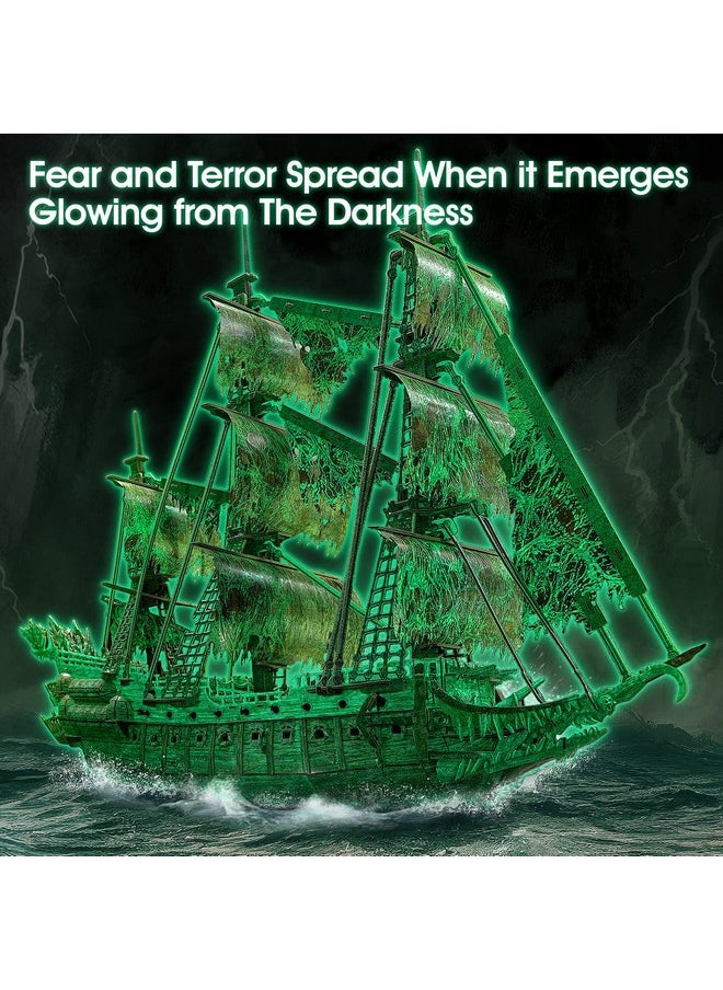 3D Jigsaw Puzzles Dutch Ship Model Flying Luminous Haunted Pirate Ship Diy For Adults And Kids, Building Kits Office Decoration For Women And Men, 360 Pieces