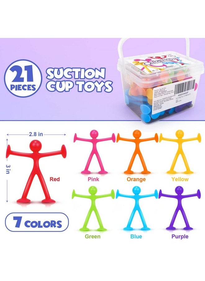 Suction Toys Sensory Fidget Toys For Kids: 21 Pack Creative Suction Sensory Toys Bath Toys For Toddlers Boys Girls - Fidget Travel Toys For Classroom Prizes Birthday Party Favors