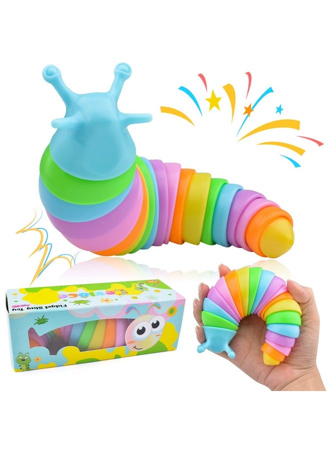 Sensory Slug Fidget Toys,Fidget Slug Toys For Adults & Kids Party Favors,1 Pc Cute Autism Sensory Toys For Autistic Children,Toddler Toys Age 1+,Travel Toys For 1+ Year Old （Rainbow）