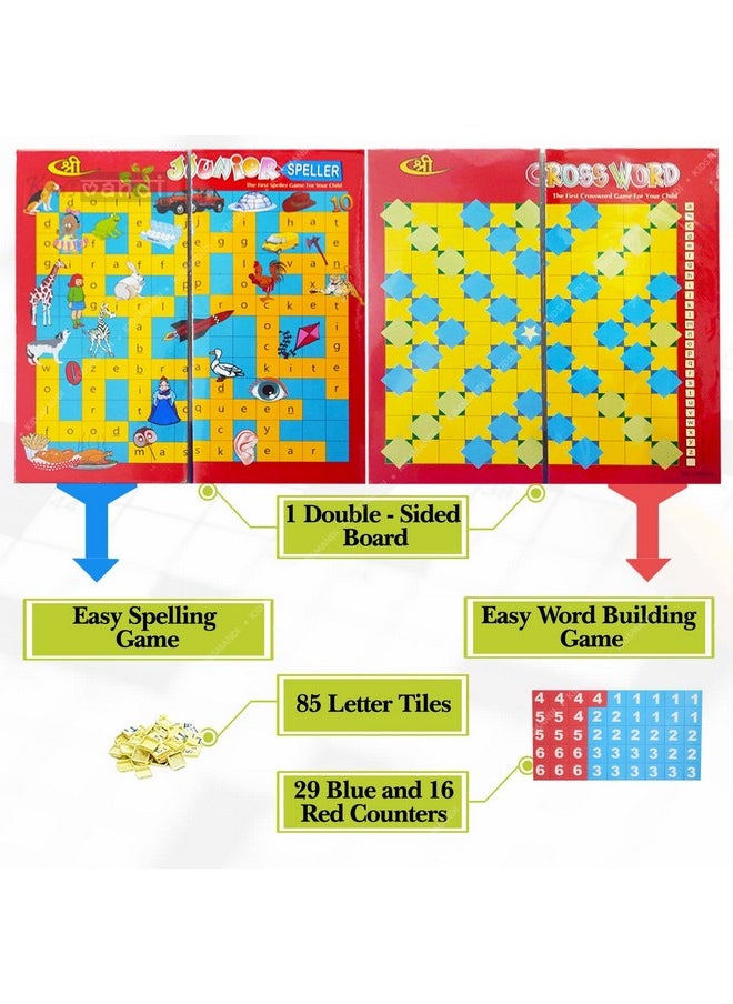Junior Speller Crossword Board Game | Mind Developing, Vocabulary, Learning, Word Building Game For Kids & Family | English Spelling Crossword Puzzle Game