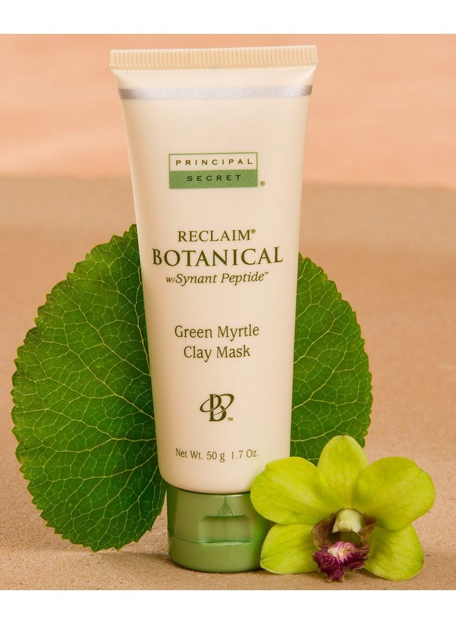 Reclaim Botanical Anti-Aging Skincare Green Myrtle Exfoliating Face Clay Mask With Minerals, Botanicals, Antioxidants, Peptides, Women And Men 1.7Oz