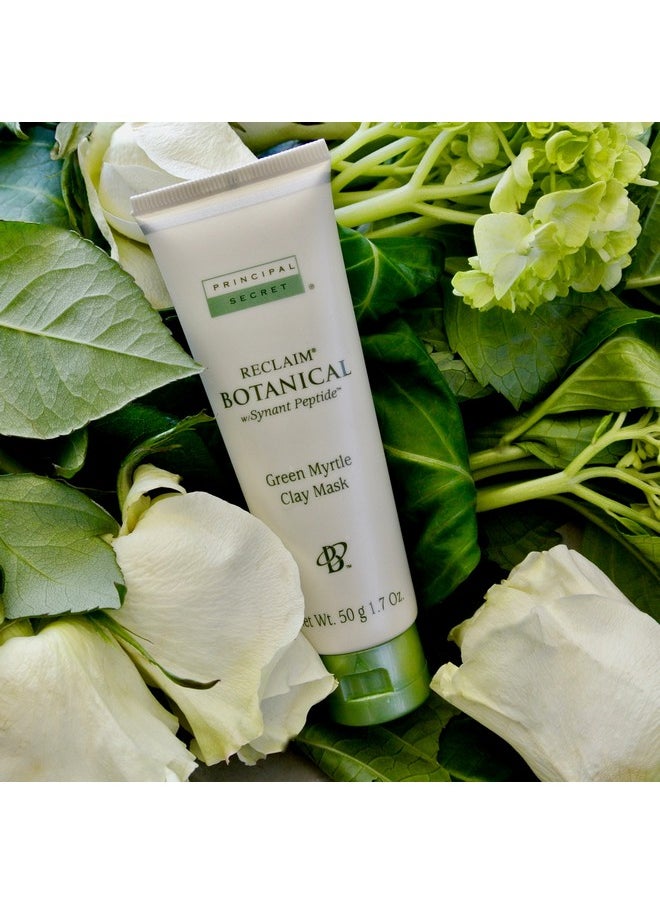 Reclaim Botanical Anti-Aging Skincare Green Myrtle Exfoliating Face Clay Mask With Minerals, Botanicals, Antioxidants, Peptides, Women And Men 1.7Oz