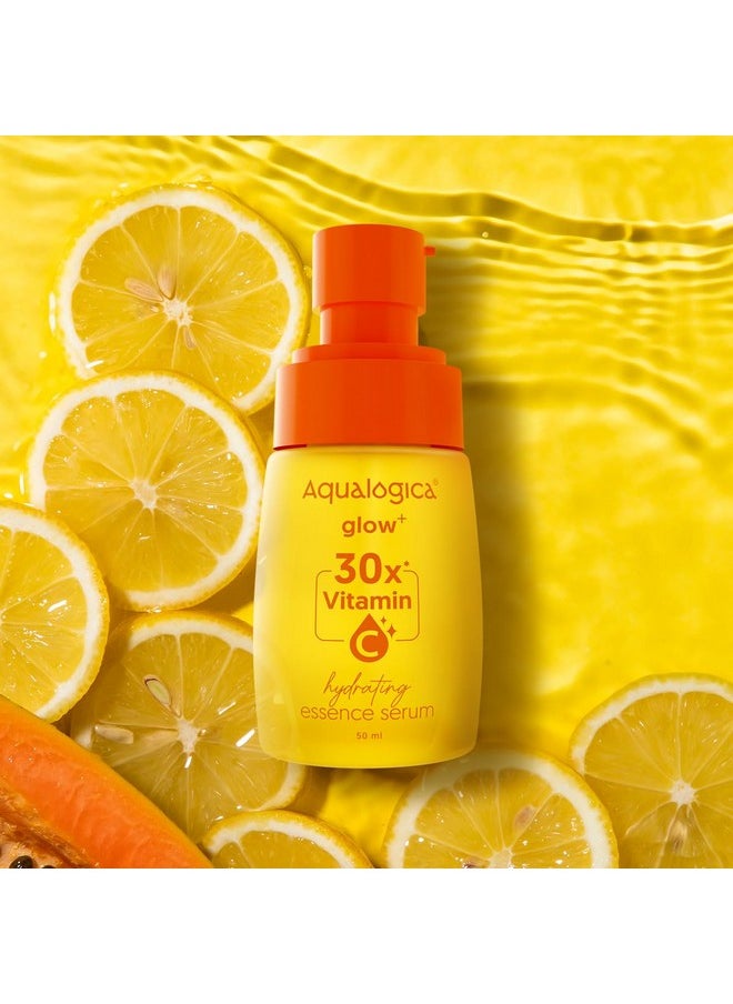 Glow+ 30X* Vitamin C Hydrating Essence Serum- 50Ml | Brightens Skin I Power Of 30X* Vitamin C I Lightweight & Non-Sticky | For Men And Women
