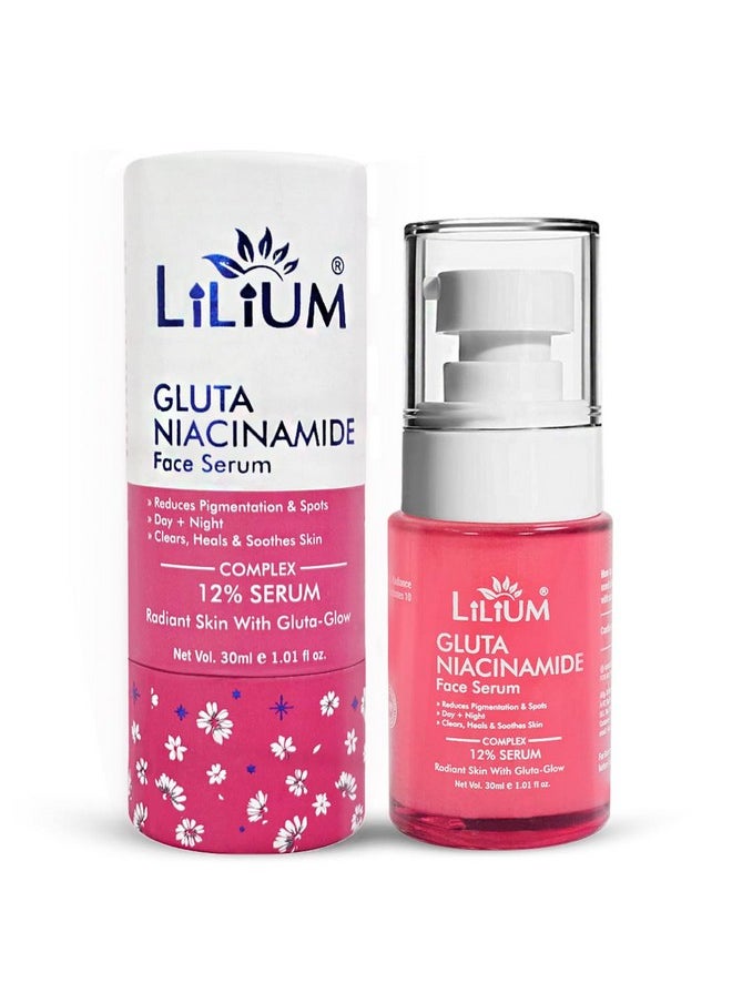 Face Serum 30Ml | Gluta Niacinamide 12% | Helps To Reduce Wrinkles, Pigmentation & Spots | Clears Heals & Soothes Skin | Anti Aging Radiant Glow | Brightening & Healthier Skin | 100% Vegan