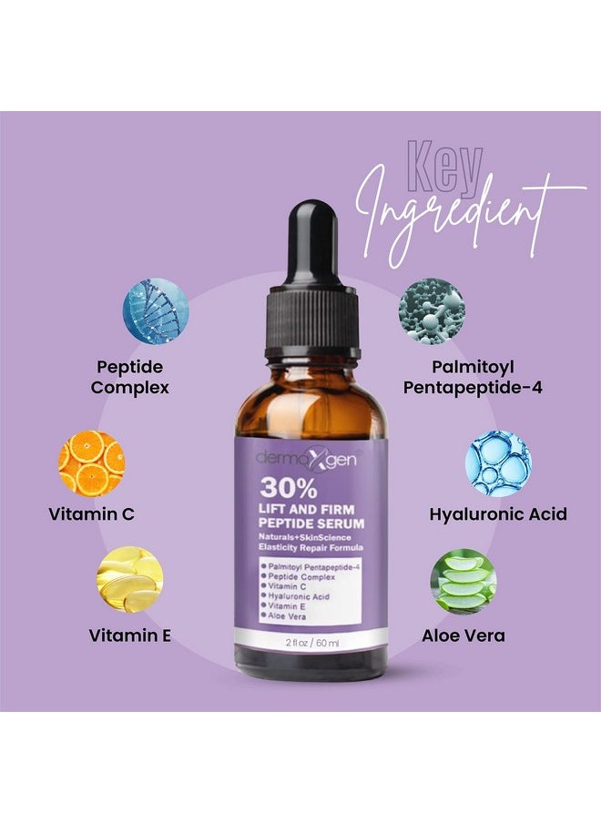 Lift And Firm - 30% Peptide Serum, Matrixyl 3000, Vitamin C & E + Hyaluronic Acid + Aloe Vera, Lifts, Firms & Tightens Skin + Pure Organic Anti-Aging Serum (2 Fl Oz)