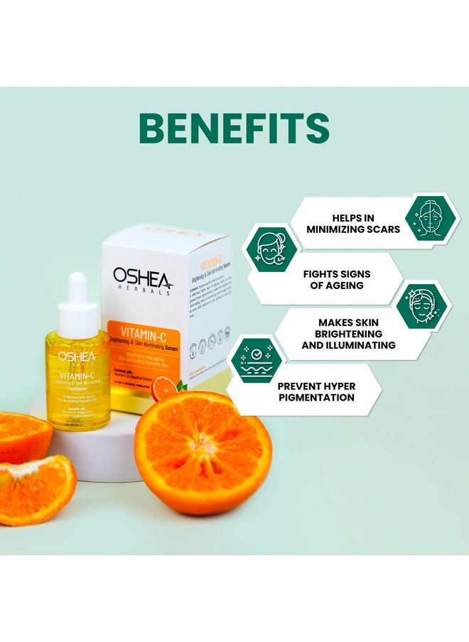 Herbals Brightening & Skin Illuminating Face Serum For Normal Skin Type | Hydrates & Anti Ageing | Enriched With Vitamin C & Grapefruit Extract - 30Ml