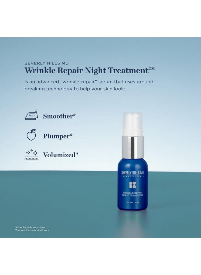 Wrinkle Repair Night Treatment- Correcting Facial Serum For Sensitive Skin, Smoothing & Plumping Formula- Visibly Reduce & Combat Signs Of Aging W/Hyaluronic Acid, Ginseng, Algae