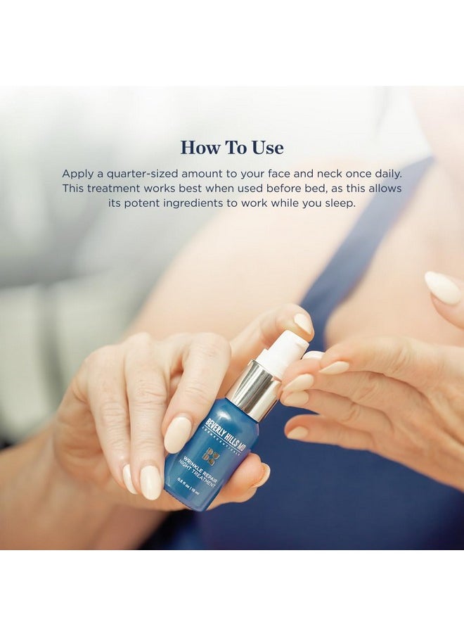 Wrinkle Repair Night Treatment- Correcting Facial Serum For Sensitive Skin, Smoothing & Plumping Formula- Visibly Reduce & Combat Signs Of Aging W/Hyaluronic Acid, Ginseng, Algae