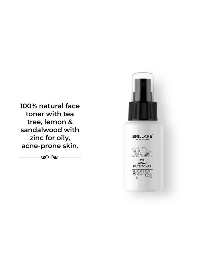 Professional Oil Away 100% Natural Face Toner With Tea Tree, Lemon And Zinc (50 Ml), Zero Chemicals