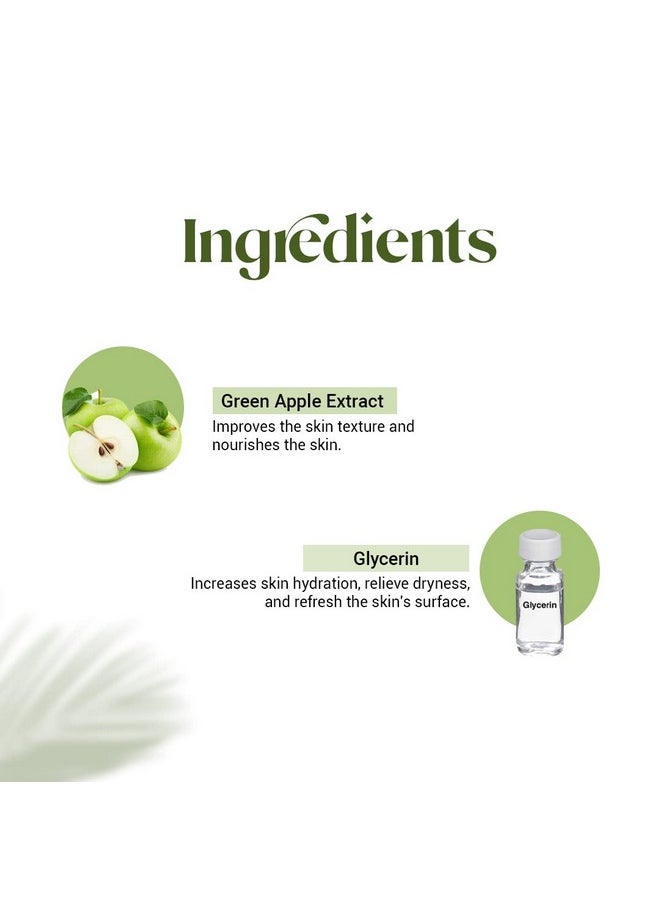 Green Apple Toner, Reduces Acne Breakouts, Dark Spots With Green Apple Extract For Refreshes And Rejuvenates Skin, 500 Ml