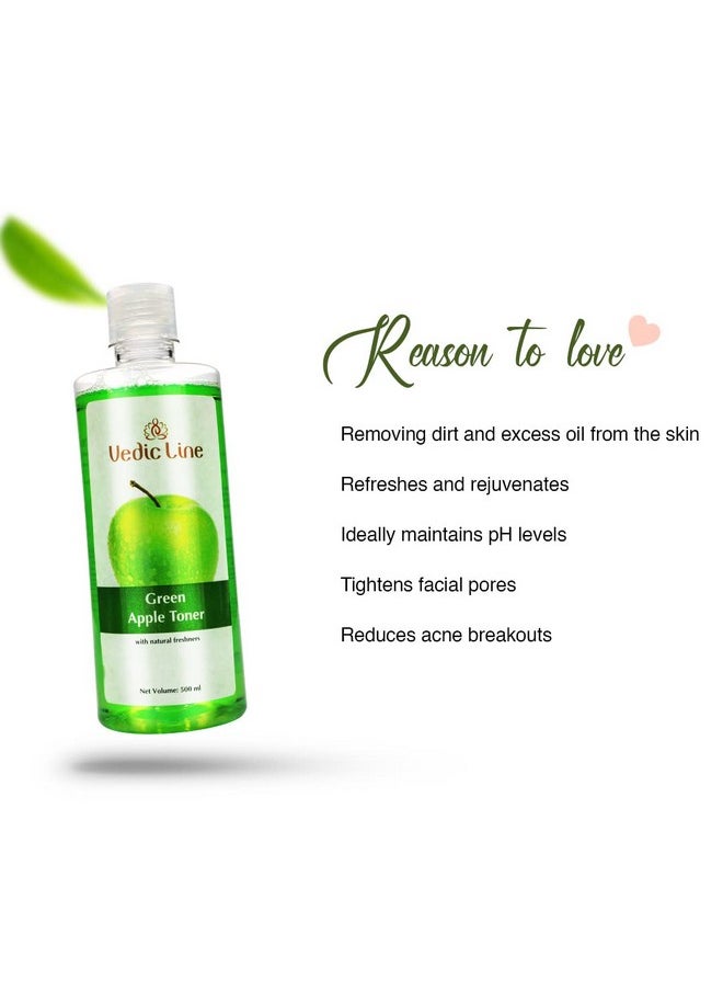 Green Apple Toner, Reduces Acne Breakouts, Dark Spots With Green Apple Extract For Refreshes And Rejuvenates Skin, 500 Ml