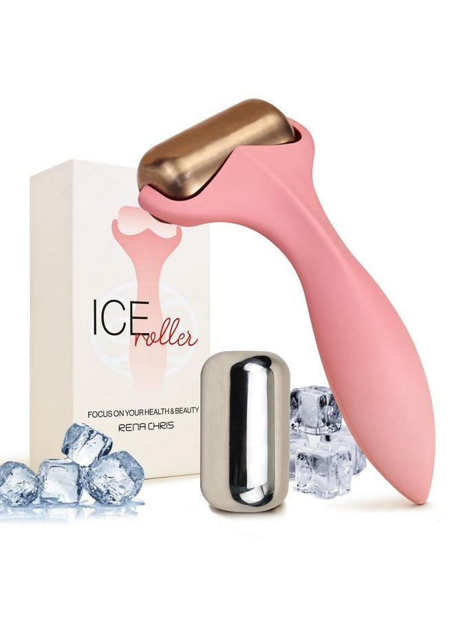 Ice Roller For Face & Body - 2 Stainless Steel Roller Heads For Extended Cooling, Ice Face Roller For Clear Skin And Puffiness Relief - Face Massage Skin Care Roller