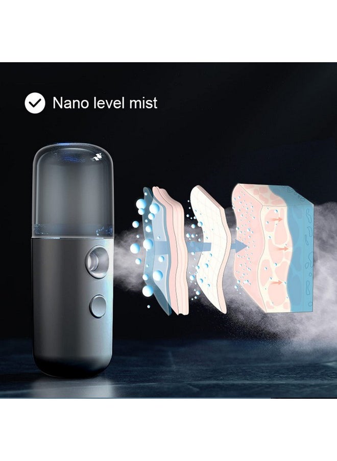 Nano Mist Sprayer,Moisturizing Nano Facial Mister, Portable Mini Nano Mister, Handy Hydrating Sprayer For Eyelash Extensions Skin Care Make Up, 1Oz /30Ml Visual Water Tank Black