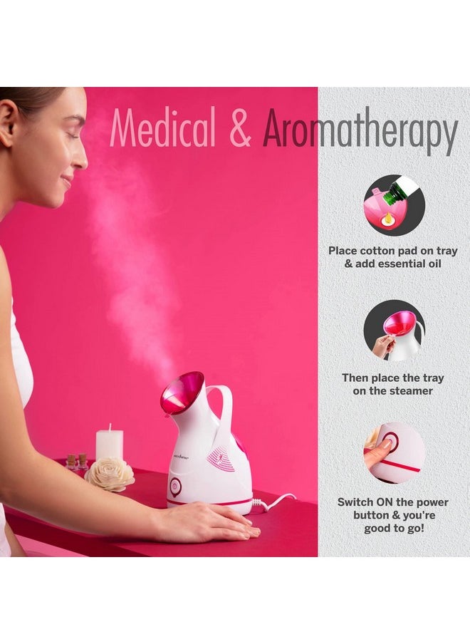 Steamer For Cold & Cough, Vapourizer & Steamer For Face Steam, Steam Inhaler & Vaporizer Machine With Nano-Ionic Technology, Uv Steam Sterilization, Fast Mist In 50Sec, Aroma Diffuser Tray & 1 Year Warranty - Nano-Cure Fs 550