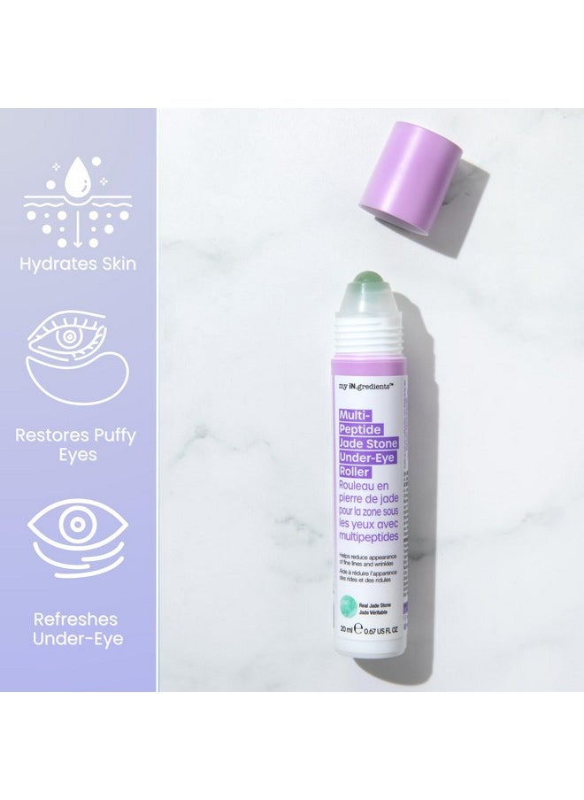 My Ingredients Hydrating Under Eye Serum With 360° Jade Stone Roller, Multi-Peptides & Hyaluronic Acid Treats Eye Puffiness, Dark Circles- Instant Wrinkle Remover -Korean Skincare-20Ml