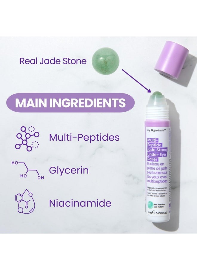 My Ingredients Hydrating Under Eye Serum With 360° Jade Stone Roller, Multi-Peptides & Hyaluronic Acid Treats Eye Puffiness, Dark Circles- Instant Wrinkle Remover -Korean Skincare-20Ml