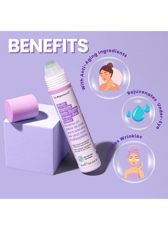 My Ingredients Hydrating Under Eye Serum With 360° Jade Stone Roller, Multi-Peptides & Hyaluronic Acid Treats Eye Puffiness, Dark Circles- Instant Wrinkle Remover -Korean Skincare-20Ml