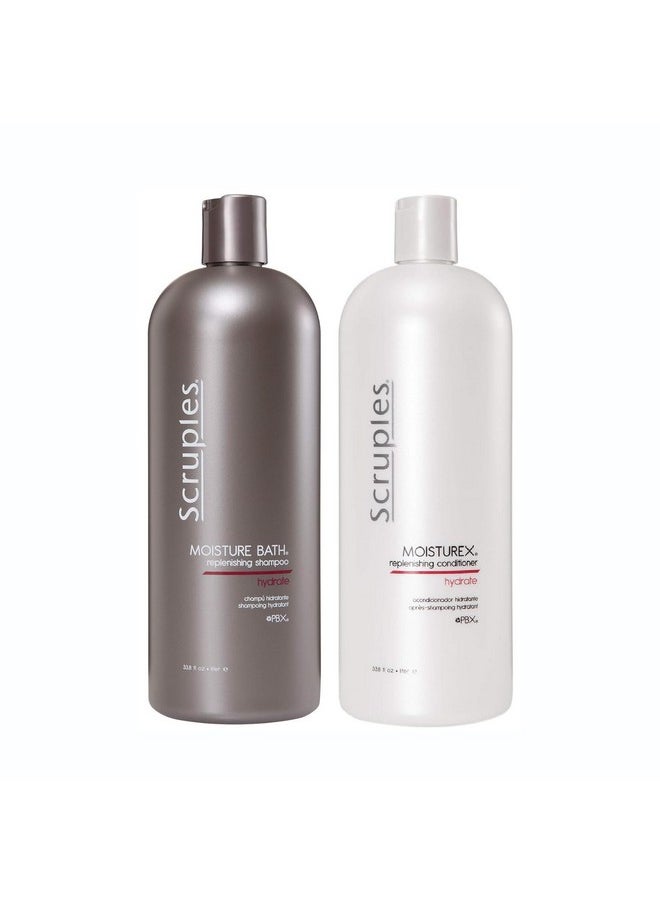 Moisture Bath Shampoo & Moisturex Conditioner Set - Nourishing & Moisturizing Duo For Dry, Frizzy Hair Repair (33.8 Oz)