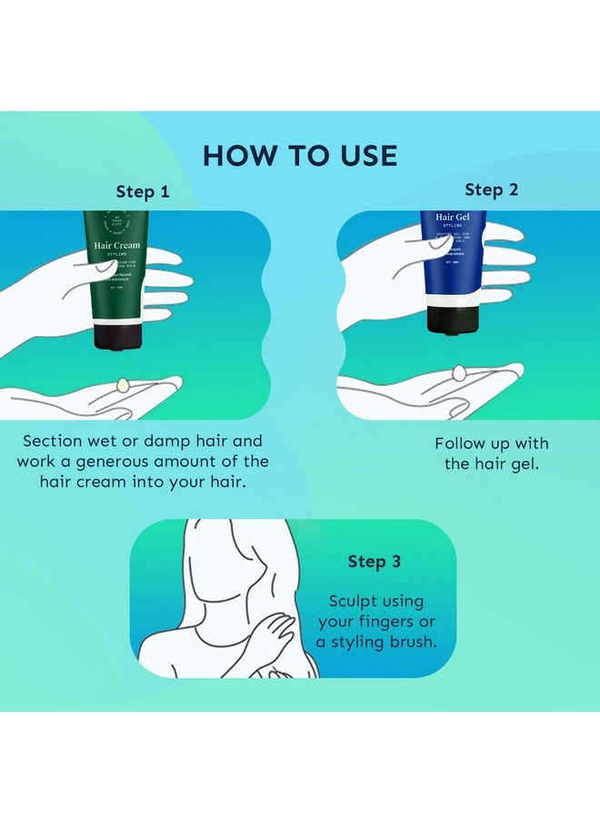 Styling Combo Of 2 - Styling Hair Cream (50 Ml) & Styling Hair Gel (50 Ml) | For Glossy & Matte Looks | Soft & Strong Hold | Defined, Frizz-Free Hair | Adds Texture & Boosts Moisture | For All Hair Types