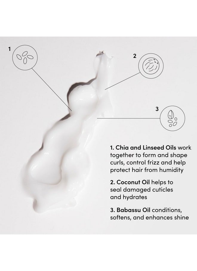 Curl Cream - Curl Defining Cream For Hydrated, Shiny Curls - Babassu And Coconut Oil, Linseed And Chia Seed Oil - Paraben, Phthalate, Sulfate And Silicone Free Curly Hair Products (8 Fl Oz)