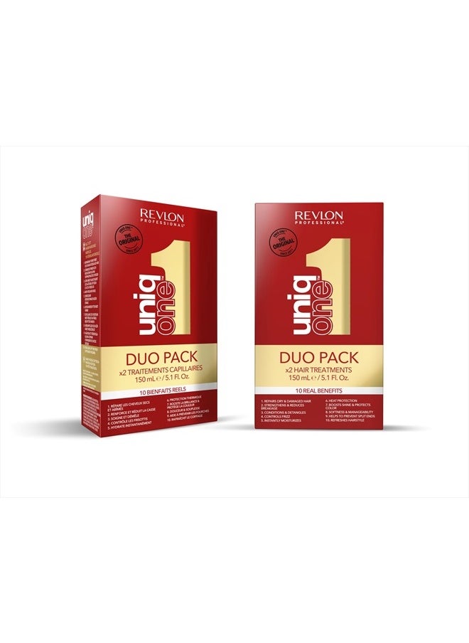 UniqOne Hair Treatment Classic Duo Pack, Spray Treatment for More Volume, Smoothness & Better Combability, Hair Care without Rinsing, Helps Prevent Split Ends, 2 x 150 ml