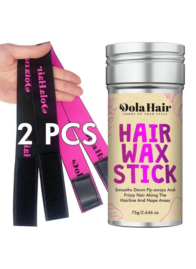 Hair Wax Stick - Flyaway Control And Styling Pomade For Kids, Women, And Men - Hair Bun Maker And Accessorie (1 Pack Of Wax+ Hair Bands)