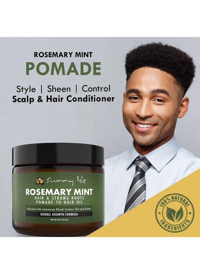 Rosemary Mint Hair & Strong Roots Pomade-To-Hair Oil 5Oz | Double Growth Formula | Infused With Biotin & Jamaican Black Castor Oil | Sealant For Dry Hair & Split Ends