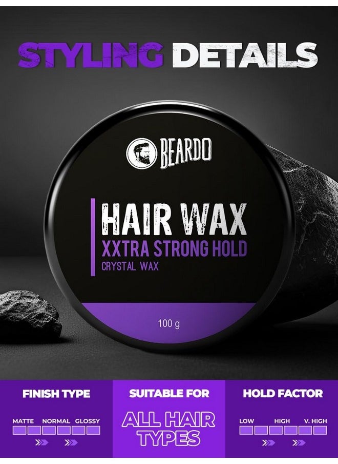 Xxtra Stronghold Hair Wax, 100 Gm | Crystal Hair Wax For Men | Hair Wax Men | Hair Styling Wax For Glossy Finish & Shine | Extra Strong Hold Wax