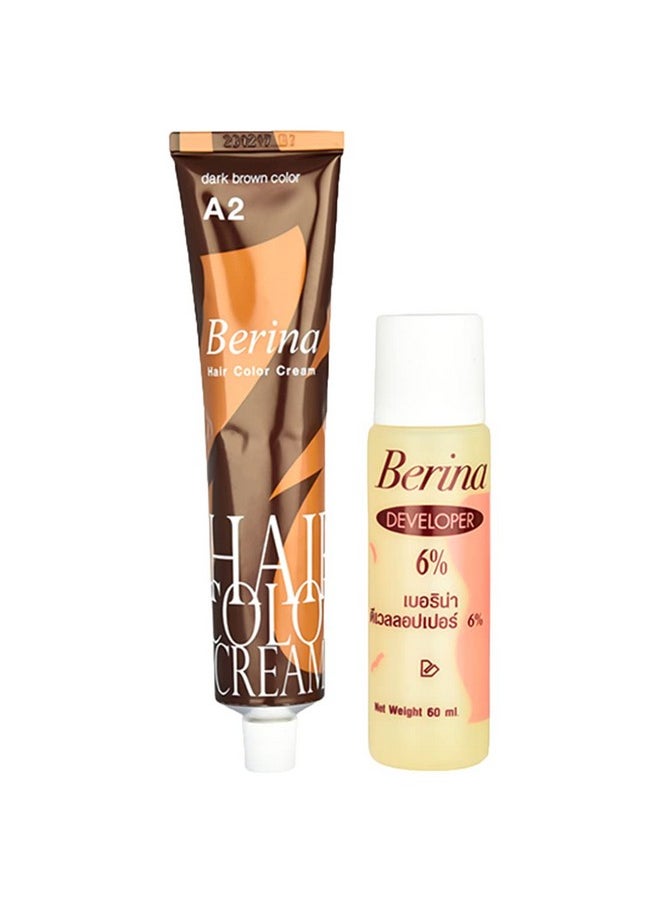 A Series Cream Hair Color Full Coverage Long Lasting Dye Cream 60 Gm With Developer And Protein Conditioner For Men And Women (60Gm Pack Of 1, A2 Dark Brown)