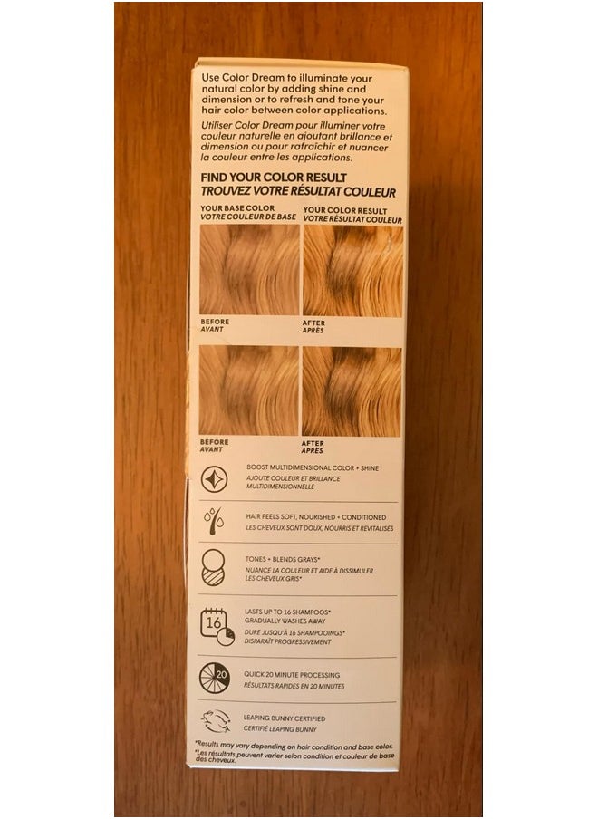 Color Dream, Golden Blonde - Ammonia-Free, Demi-Permanent Hair Color - Lasts 16 Washes - Boosts Shine - Cruelty Free, Paraben Free, Sulfate Free, Leaping Bunny Certified - 4 Oz