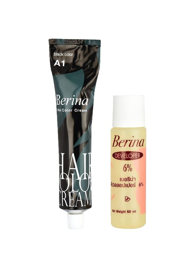 Professionals A Series Creme Hair Color Full Coverage Long Lasting Dye Cream 60 Gm With Developer And Protein Conditioner For Men And Women (Pack Of 1, A1 Black)