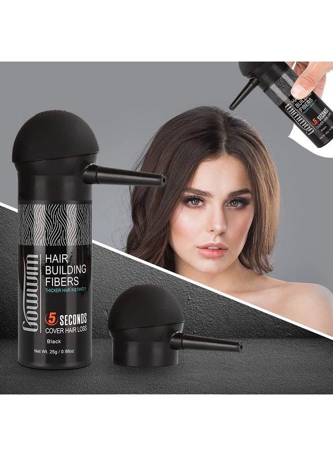 Hair Thickening Fibers Best 2-In-1 Kit Set,Keratin Hair Building Fibers & Spray Application Atomizador Pump Nozzle,Instantly Cover Sparse Hair Areas (Black)