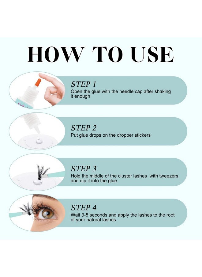 Cluster Lash Glue Individual Lash Glue 3-5S For Beginners 7-15 Days Long Lasting Clear Eyelash Glue Diy Eyelash Extension Glue Waterproof Lash Extension Glue For Self Application 5Ml