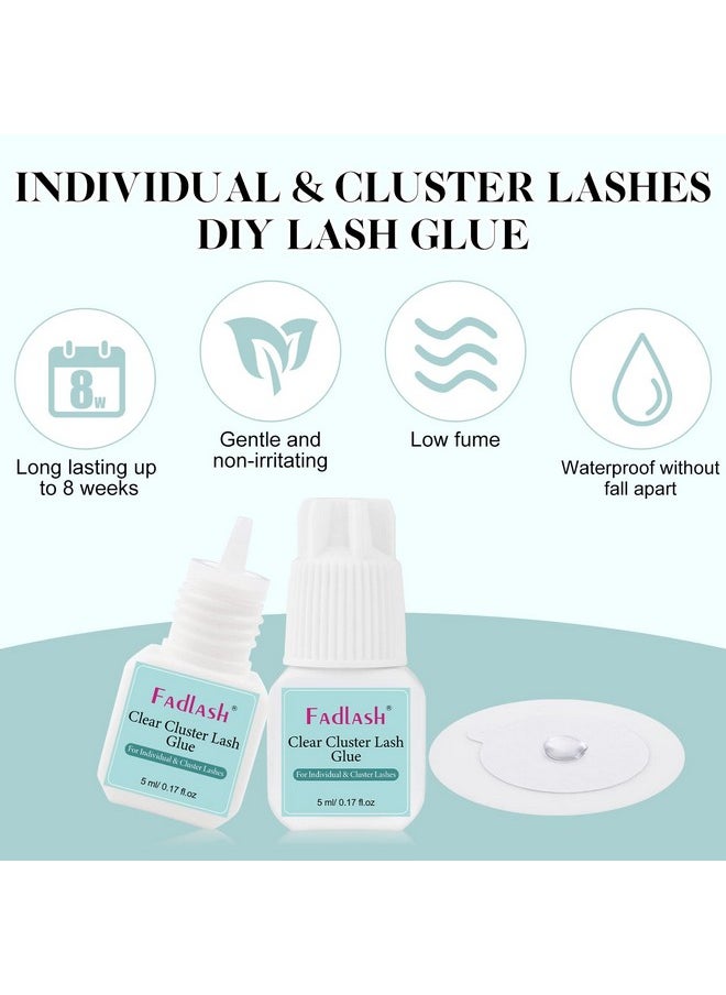 Cluster Lash Glue Individual Lash Glue 3-5S For Beginners 7-15 Days Long Lasting Clear Eyelash Glue Diy Eyelash Extension Glue Waterproof Lash Extension Glue For Self Application 5Ml