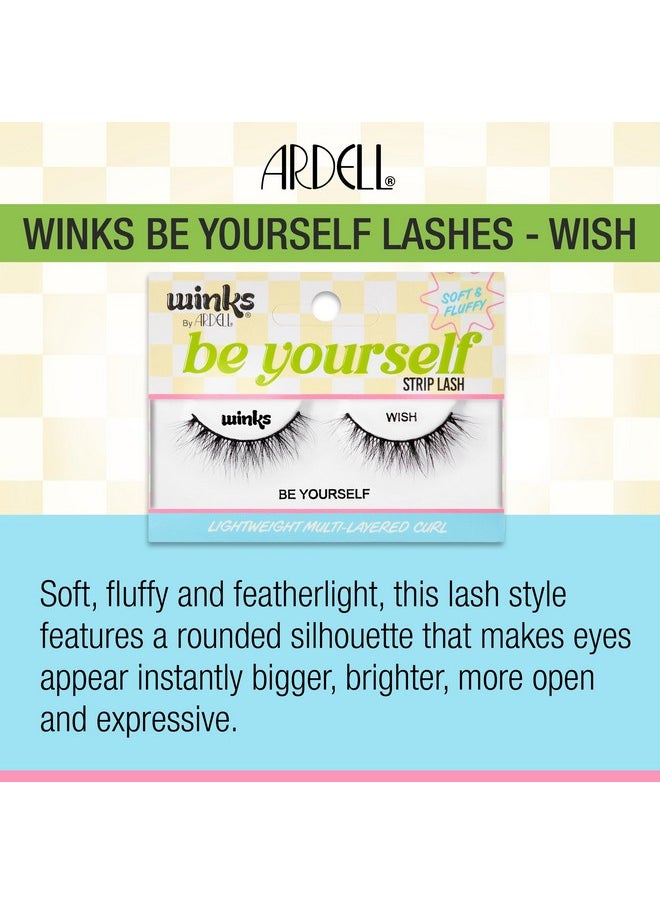 Winks Be Yourself Lashes, Wish, Black Strip Lash, Multilayered Curl, 1-Pair