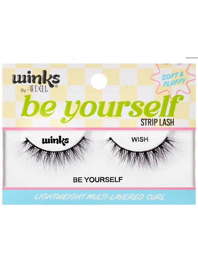 Winks Be Yourself Lashes, Wish, Black Strip Lash, Multilayered Curl, 1-Pair