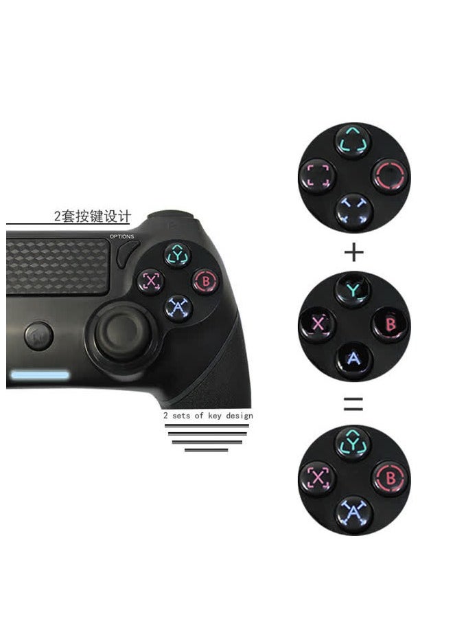 Popular wireless controller p4 controller analog six-axis rocker vibration belt light P4 game controller,P4 Wireless Bluetooth-Xiangyun Blue (Luminous)