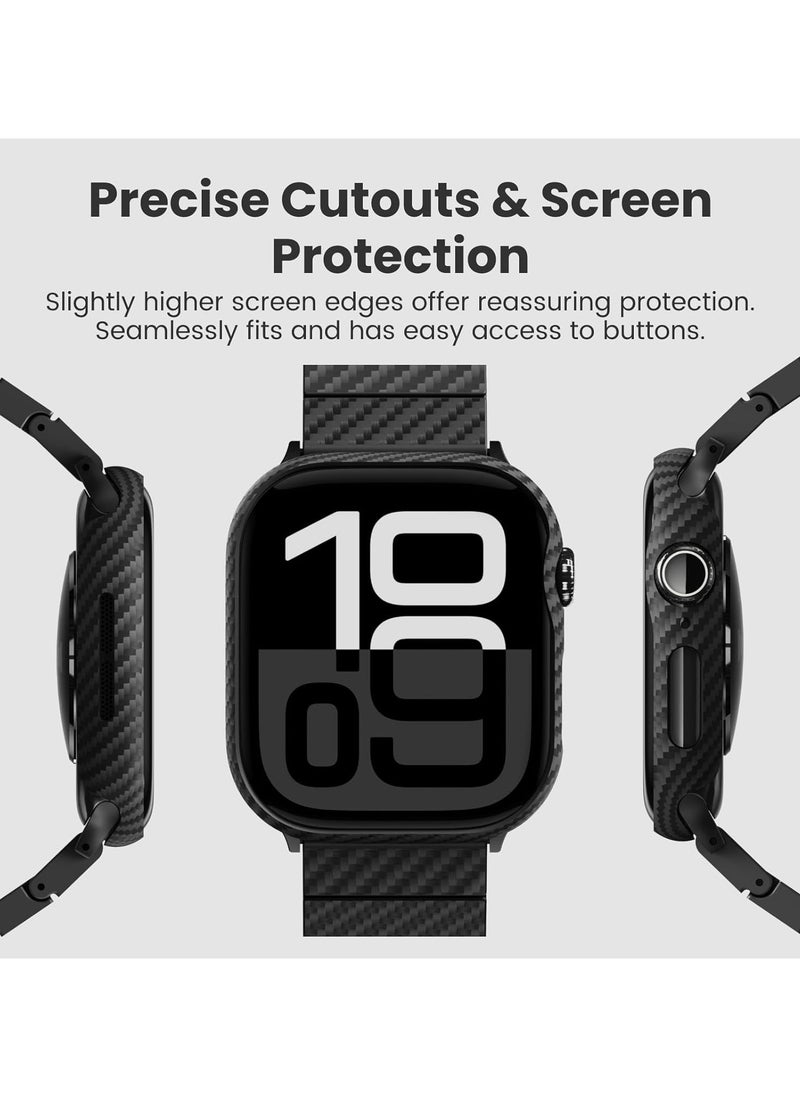 PITAKA Apple Watch Series 10 Case, Exquisite Minimalist Slim Apple Watch Series 10 46mm Case, Aramid Fiber Woven Air Case - Black/Grey (Twill)