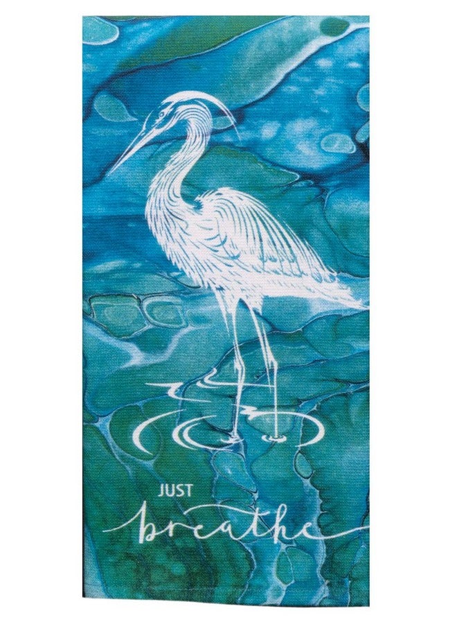 Designs Coastal Tranquility Just Breathe Dual Purpose Terry Kitchen Towel, Multi