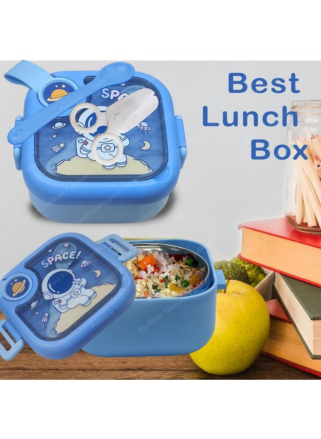 Lunch Box For School Kids - Astronaut And Space Theme Lunch Box With Spoon, Ss304 Lunch Box, Tiffin Box For School, Air-Tight Lunch Box, Insulated Lunch Box, Lunch Box For Dry Foods